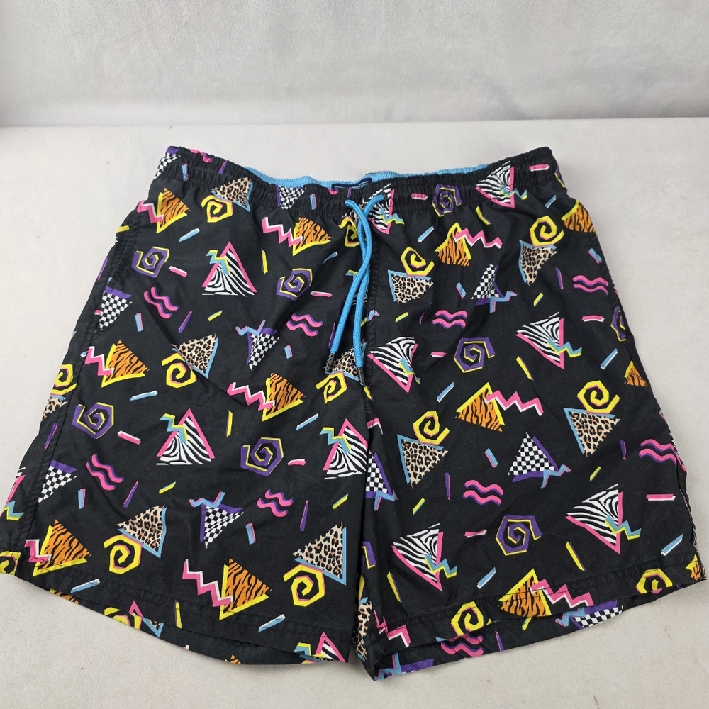 Broken Threads Men's Colorful 80's Geometric Swim Shorts Size Large BS57